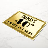 40歳の誕生日パーティー—アールデコ検索「40」 +名前 箔招待状 (回転した状態)