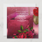 40歳の誕生日パーティー エレガントな赤いバラのギフトボックス 招待状 (裏面)