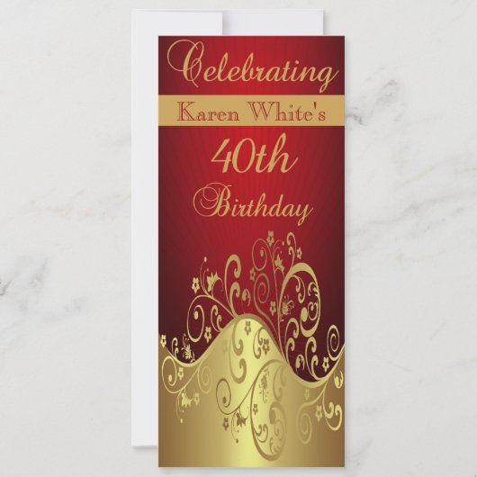 40歳の誕生日パーティー オーダーメイド招待状 招待状 (正面)