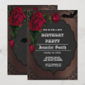 40歳の誕生日パーティー ゴシックレッドの招待状 招待状 (正面/裏面)