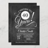 40歳の誕生日パーティー(シャルボードパターン付き) 招待状 (正面/裏面)