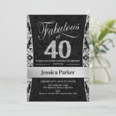 40歳の誕生日パーティー – シルバーブラック 招待状 (スタンド正面)