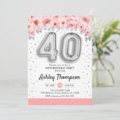 40歳の誕生日パーティー – シルバー・バルーン 招待状 (スタンド正面)