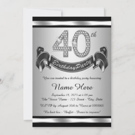 40歳の誕生日パーティー（シルバー） 招待状