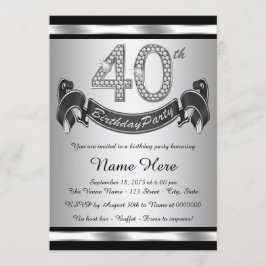 40歳の誕生日パーティー（シルバー） 招待状