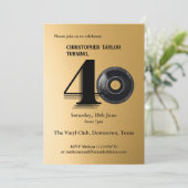 40歳の誕生日パーティー シンプルなビニールレコード 招待状 (スタンド正面)
