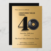 40歳の誕生日パーティー シンプルなビニールレコード 招待状 (正面/裏面)