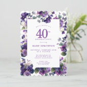 40歳の誕生日パーティー スミレの花 招待状 (スタンド正面)
