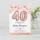 40歳の誕生日パーティー-バラ金ゴールドバルーン 招待状 (スタンド正面)