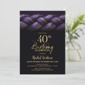 40歳の誕生日パーティー パープルゴールドブレイド 招待状 (スタンド正面)
