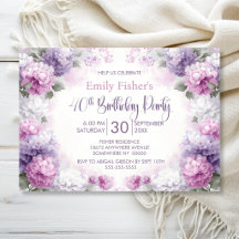 40歳の誕生日パーティー パープル＆ピンクの花