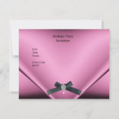 40歳の誕生日パーティー ピンクシルク ダイヤモンドジュエリー 招待状 (裏面)