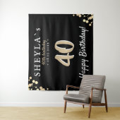 40歳の誕生日パーティー ブラック ゴールドの背景 タペストリー (インサイチュ)