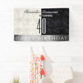 40歳の誕生日パーティー , ブラック&ホワイト大理石 横断幕 (インサイチュ)