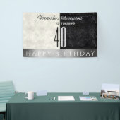 40歳の誕生日パーティー , ブラック&ホワイト大理石 横断幕 (トレードショー)