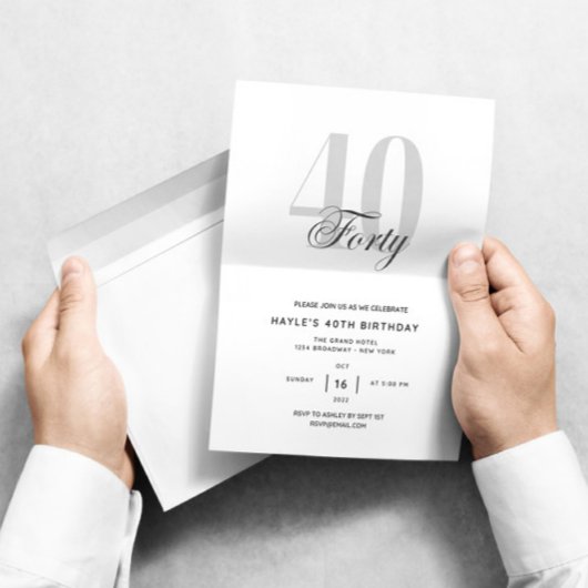 40歳の誕生日パーティー ブラック&ホワイト シック 招待状