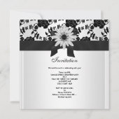 40歳の誕生日パーティー ブラック ホワイト フラワー ダイヤモンド 招待状 (裏面)