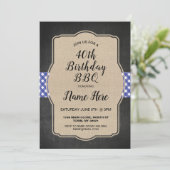 40歳の誕生日パーティー ブルーギンガム バルーン BBQ 招待状 (スタンド正面)