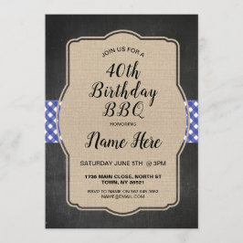 40歳の誕生日パーティー ブルーギンガム バルーン BBQ 招待状