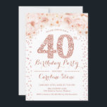 40歳の誕生日パーティー – ホワイトローズ金ゴールド 招待状<br><div class="desc">女性のための40歳の誕生日パーティの招待状。フローラエレガント招待状カード白、赤面ピンクおよびグリッターフェイクバラ金ゴールド。機能タイポグラフィスクリプトフォントとダイヤモンド文字。大人の毎日のお祝いに最適。</div>
