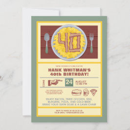 40歳の誕生日パーティー メンズ 面白い バコンと卵 テーマ 招待状