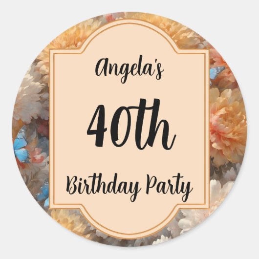 40歳の誕生日パーティー ラウンドシール (正面)