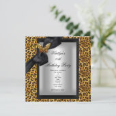 40歳の誕生日パーティー レオパード ブラック バタフライ 招待状 (スタンド正面)