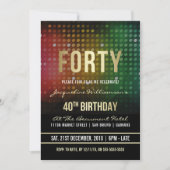40歳の誕生日パーティー|レトロディスコライト 招待状 (正面)