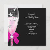 40歳の誕生日パーティー レトロ ディーバ ファビュラス ピンク 招待状 (裏面)