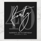 40歳の誕生日パーティー ワインラベル (シングルラベル)