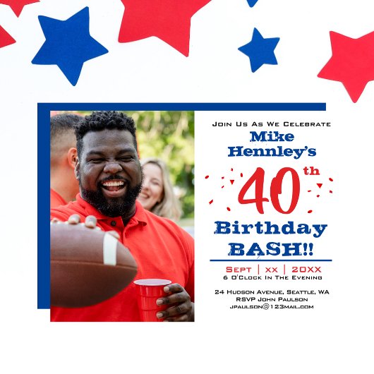 40歳の誕生日パーティー - 写真 招待状
