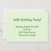 40歳の誕生日パーティー!招待状のカスタマイズ 招待状 (裏面)