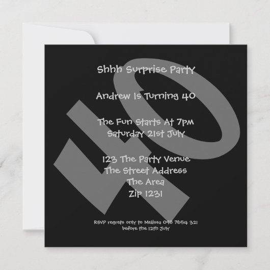 40歳の誕生日パーティー 招待状 (正面)