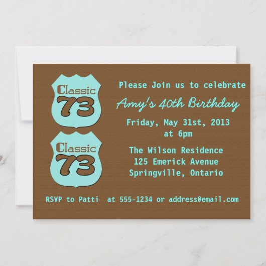 40歳の誕生日パーティー 招待状 (正面)