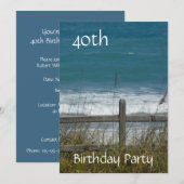 40歳の誕生日パーティー-海/男性 招待状 (正面/裏面)
