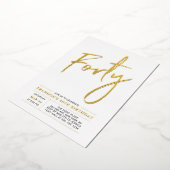 40歳の誕生日パーティー 現代のゴールド | おしゃれな40歳の誕生日パーティー 箔招待状 (回転した状態)