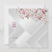 40歳の誕生日パーティー 白とピンクの花の2 招待状 (裏面)