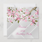 40歳の誕生日パーティー 白とピンクの花の2 招待状 (正面)