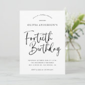 40歳の誕生日パーティー | 白黒タイポグラフィ 招待状 (スタンド正面)