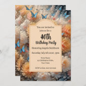 40歳の誕生日パーティー 花 招待状 (正面/裏面)