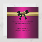 40歳の誕生日パーティー 豪華 ロイヤル ブラック ブライト ピンク 招待状 (裏面)