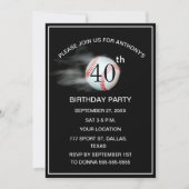 40歳の誕生日パーティー 野球 黒 ダッド スポーツ 招待状 (正面)