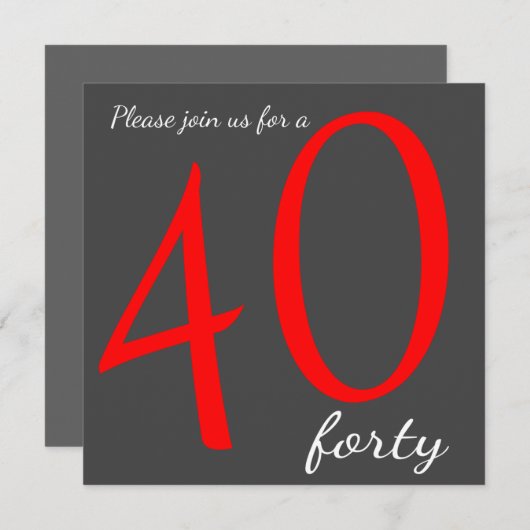 40歳の誕生日パーティー | DIY文字 招待状 (正面/裏面)