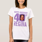 40歳の誕生日パープル名前をカスタムする写真テンプレート Tシャツ (正面)