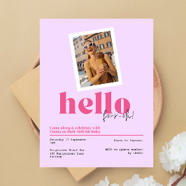 40歳の誕生日パープル招待状 ポストカード