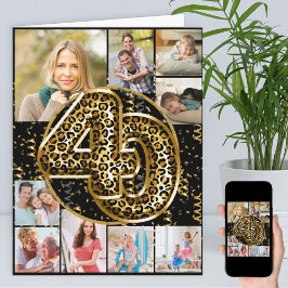 40歳の誕生日ヒョウ柄ゴールドバルーン 写真入り カード