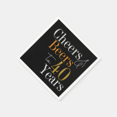 40歳の誕生日ビールと応援ブラック金ゴールドパーティー スタンダードカクテルナプキン (角)
