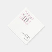 40歳の誕生日ピックボールパーティーピンク スタンダードカクテルナプキン (角)