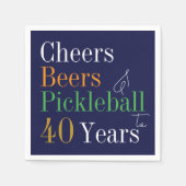 40歳の誕生日ピックボール応援ビーズブルー スタンダードカクテルナプキン (正面)