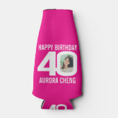 40歳の誕生日ピンクと白2枚クール ボトルクーラー (正面)